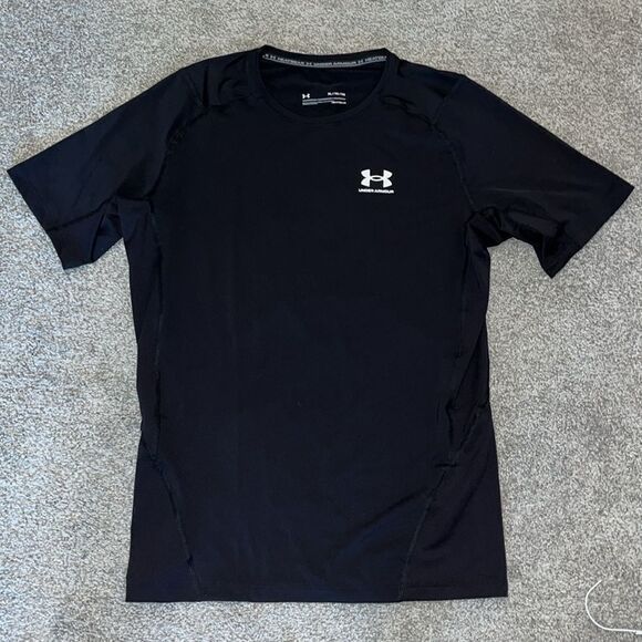 New Under Armour compression stretch thin work out black T-shirt XL men’s gym - Picture 1 of 3